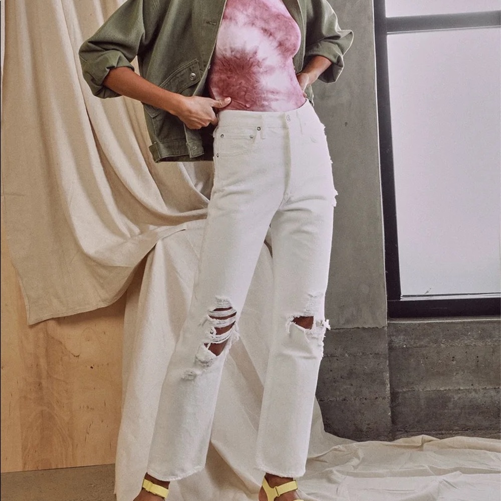Agolde White Distressed Jeans